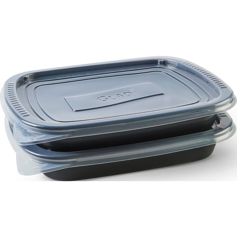 Glad SimplyCooking OvenWare 9x12 Baking Containers, Black/Clear, Two Pans  with Lids