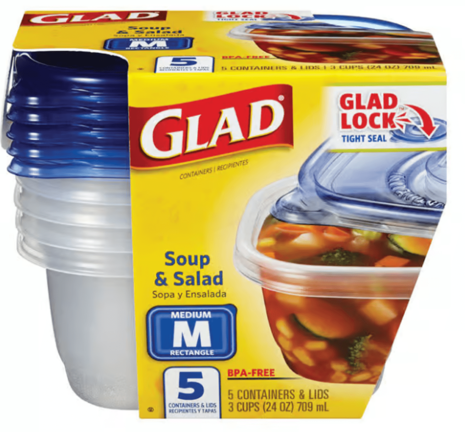 Gladware To Go Medium Rectangle 24oz Snack Containers 4ct