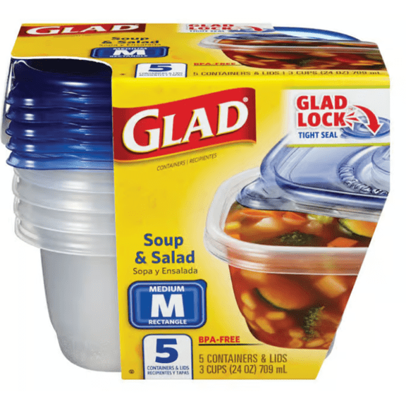Gladware To Go Medium Rectangle 24oz Snack Containers 4ct