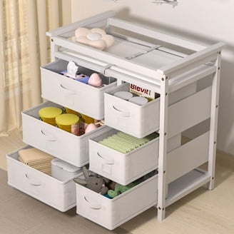 Baby Changing Table Dresser With 3 Drawers & 2 Shelves - Multi-Functional Nursery Storage Station In White 2 thumbnail image