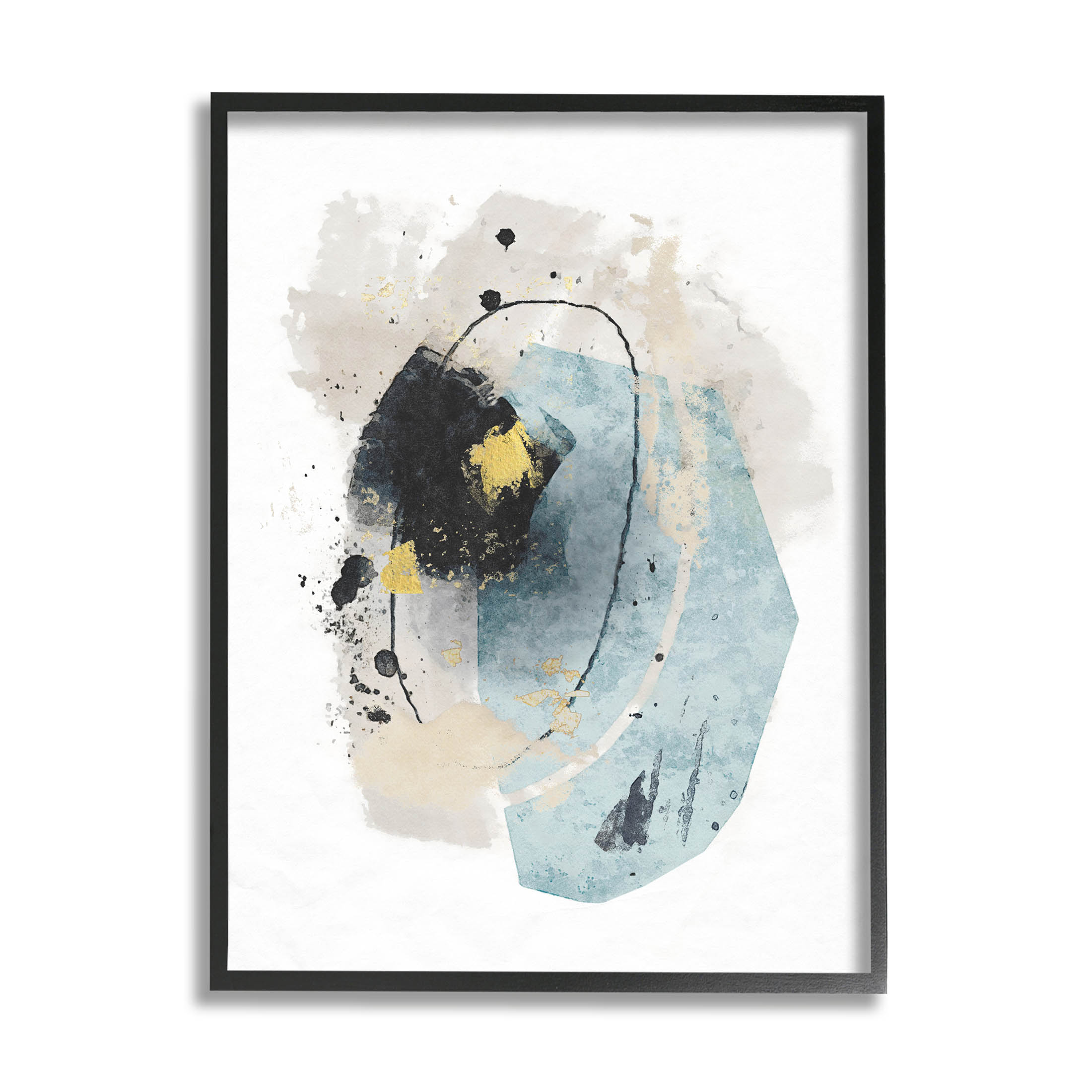 Glam Accent Contemporary Shapes Abstract Graphic Art Black Framed Art Print Wall Art