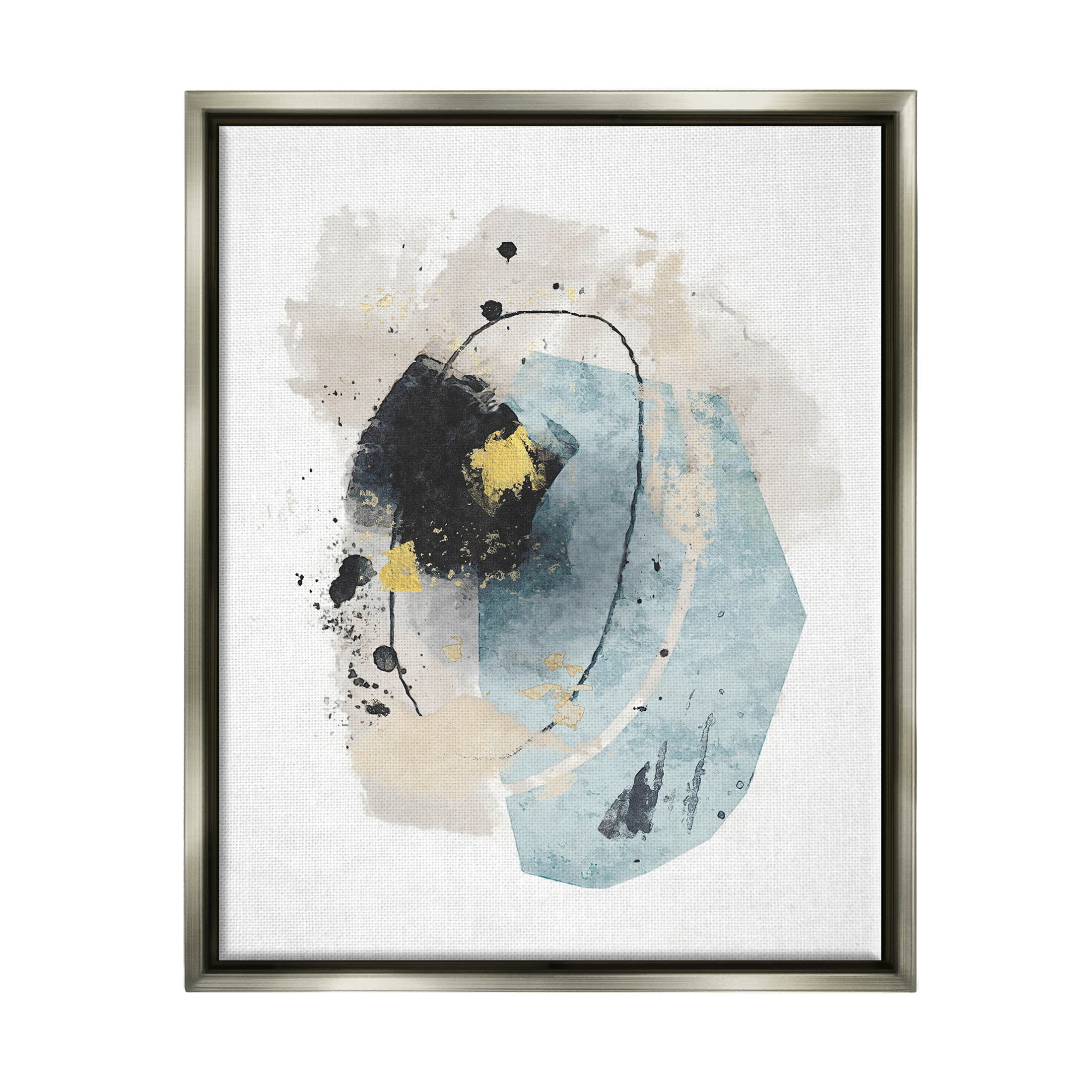Glam Accent Contemporary Shapes Abstract Graphic Art Luster Gray Framed Art Print Wall Art