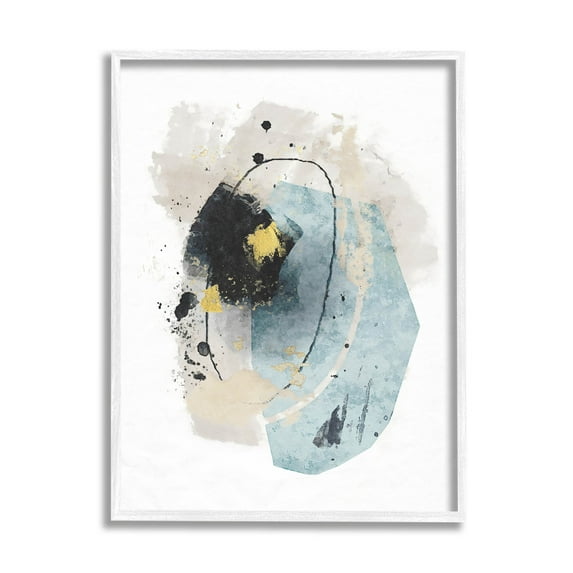 Glam Accent Contemporary Shapes Abstract Graphic Art White Framed Art Print Wall Art