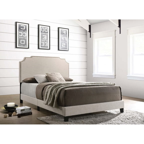 Glam Accents, Seamless Blend - Transitional Queen Panel Bed for Different Styles