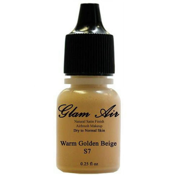 Glam Air Airbrush Water Based Makeup Foundation Satin S7 Warm Golden Beige Healthy Glow for a Light Medium Skin Tone.- 0.25 Oz