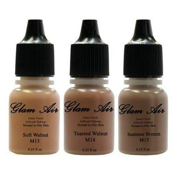 Glam Air Airbrush Water-based Foundation in Set of Three (3) Assorted Dark Matte Shades (For Normal to Oily Dark Skin)M13,M14,M15