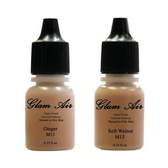 Glam Air Airbrush Water-based Foundation in Set of Two (2) Assorted Tan Matte Shades M11-M13 0.25oz