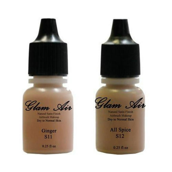 Glam Air Airbrush Water-based Foundation in Set of Two (2) Assorted Tan Satin Shades S11-S12 0.25oz