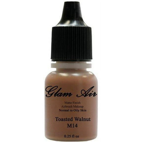 Glam Air Matte Finish Makeup Foundation M14 Toasted Walnut Water-based Makeup Lasting All Day - Airbrush Makeup 0.25 Oz