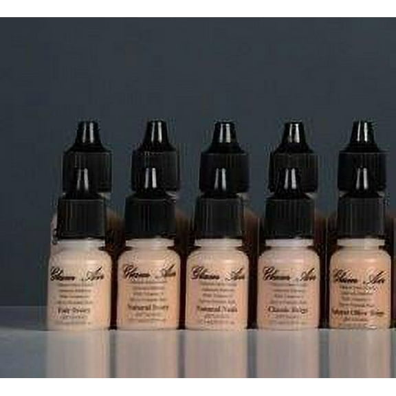 Glam Air Water-based Foundation M1-M5 Assorted Light Matte Shades Airbrush Makeup for Normal To oily Light/Fair skin 0.25Oz, 5 Bottles