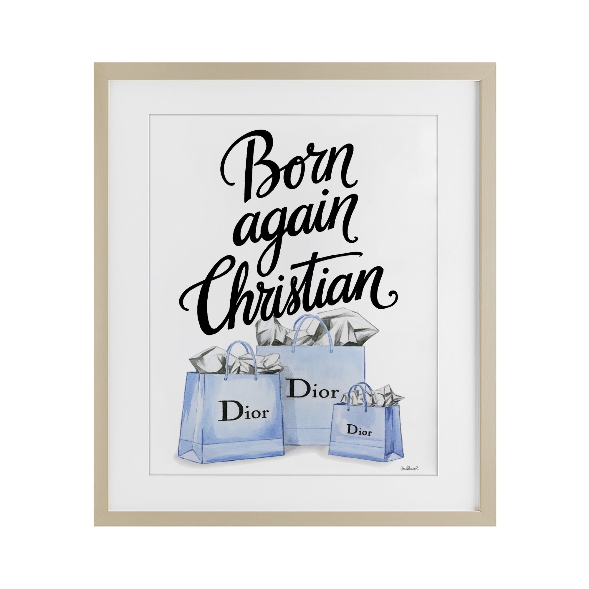Glam Bags Born Again Christian Birch Framed Print Under Glass, design by Amanda Greenwood