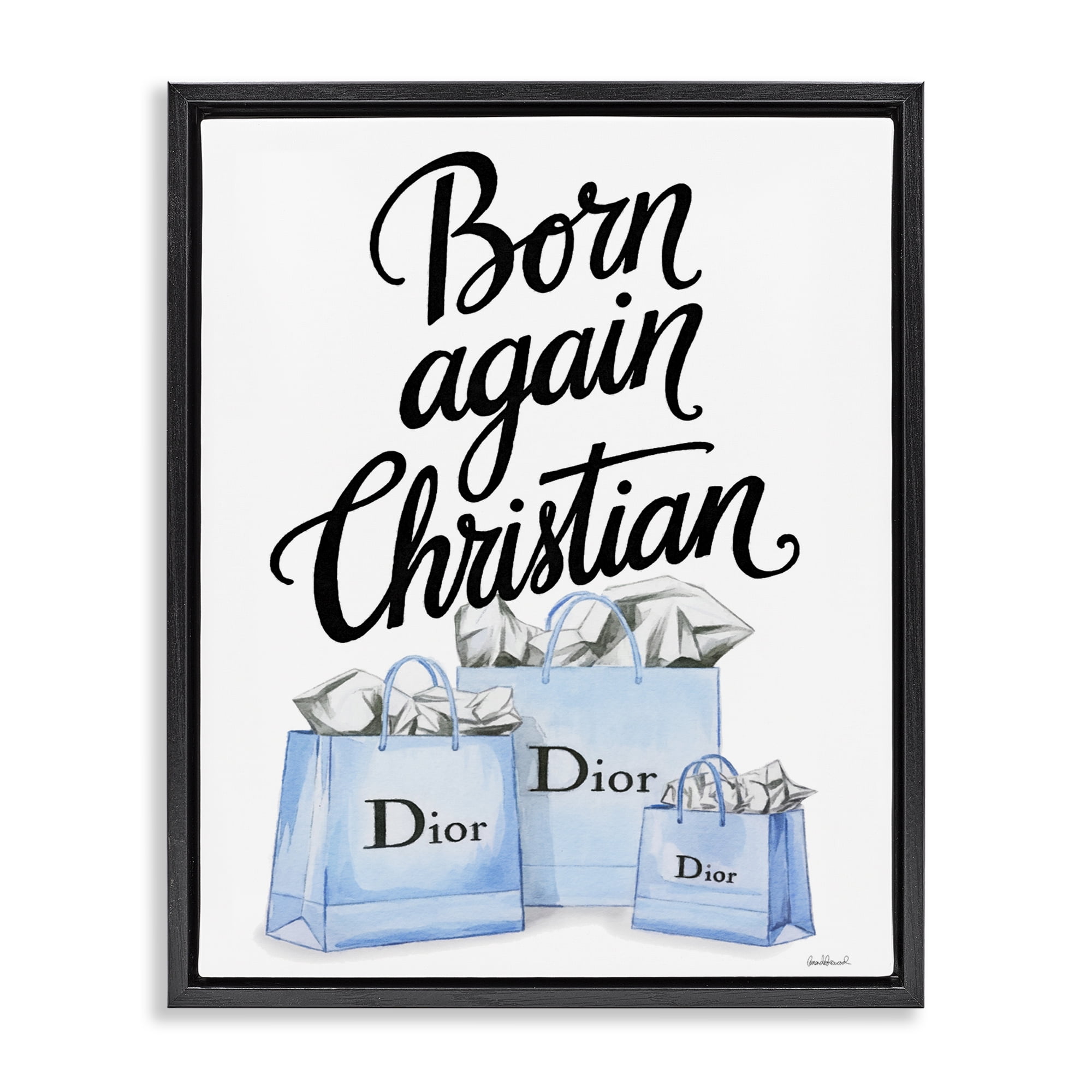 Glam Bags Born Again Christian Black Framed Floater Canvas Wall Art, design by Amanda Greenwood