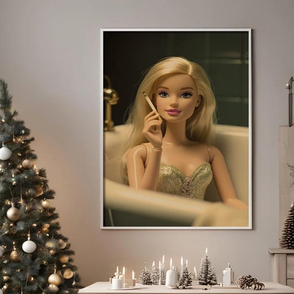 Glam Bathroom Wall Art – Modern Blonde Woman Poster, Chic Home Decor, Luxury Bath Poster, Feminine Room Accent, Her Home Decor, 8x12 UNFRAMED