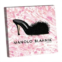 GLAM BLACK CLASSY FUZZY PUMP HEEL - 14"x14" Canvas Artwork 30 x 30
