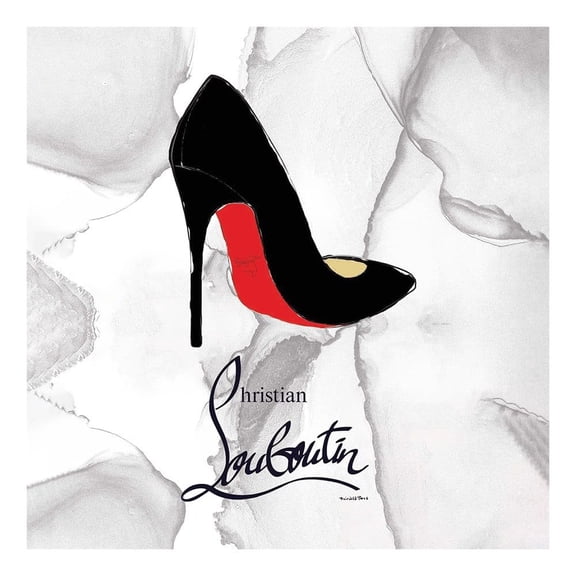 GLAM BLACK & RED CLASSY PUMP HEEL - 14"x14" Canvas Artwork - Multi-Color 14 x 14