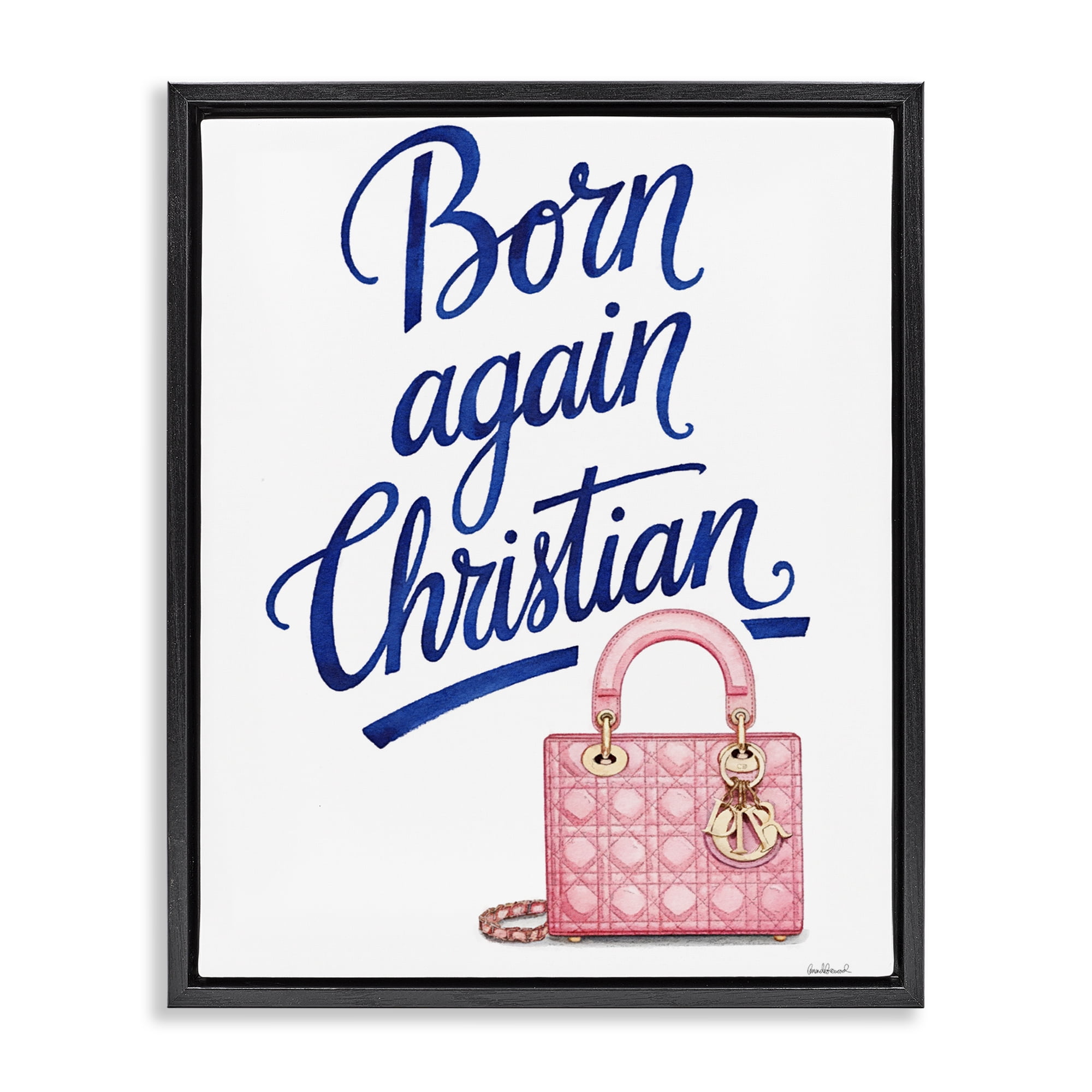 Glam Born Again Christian Black Framed Floater Canvas Wall Art, design by Amanda Greenwood