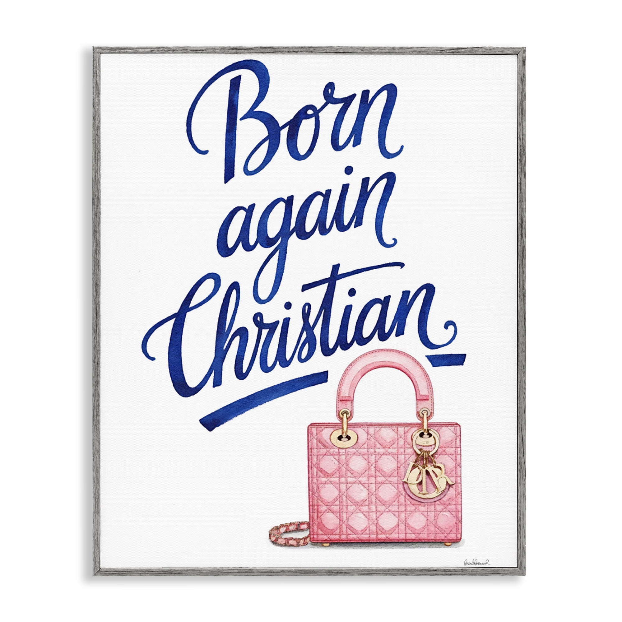 Glam Born Again Christian Gray Framed Giclee Art, design by Amanda Greenwood