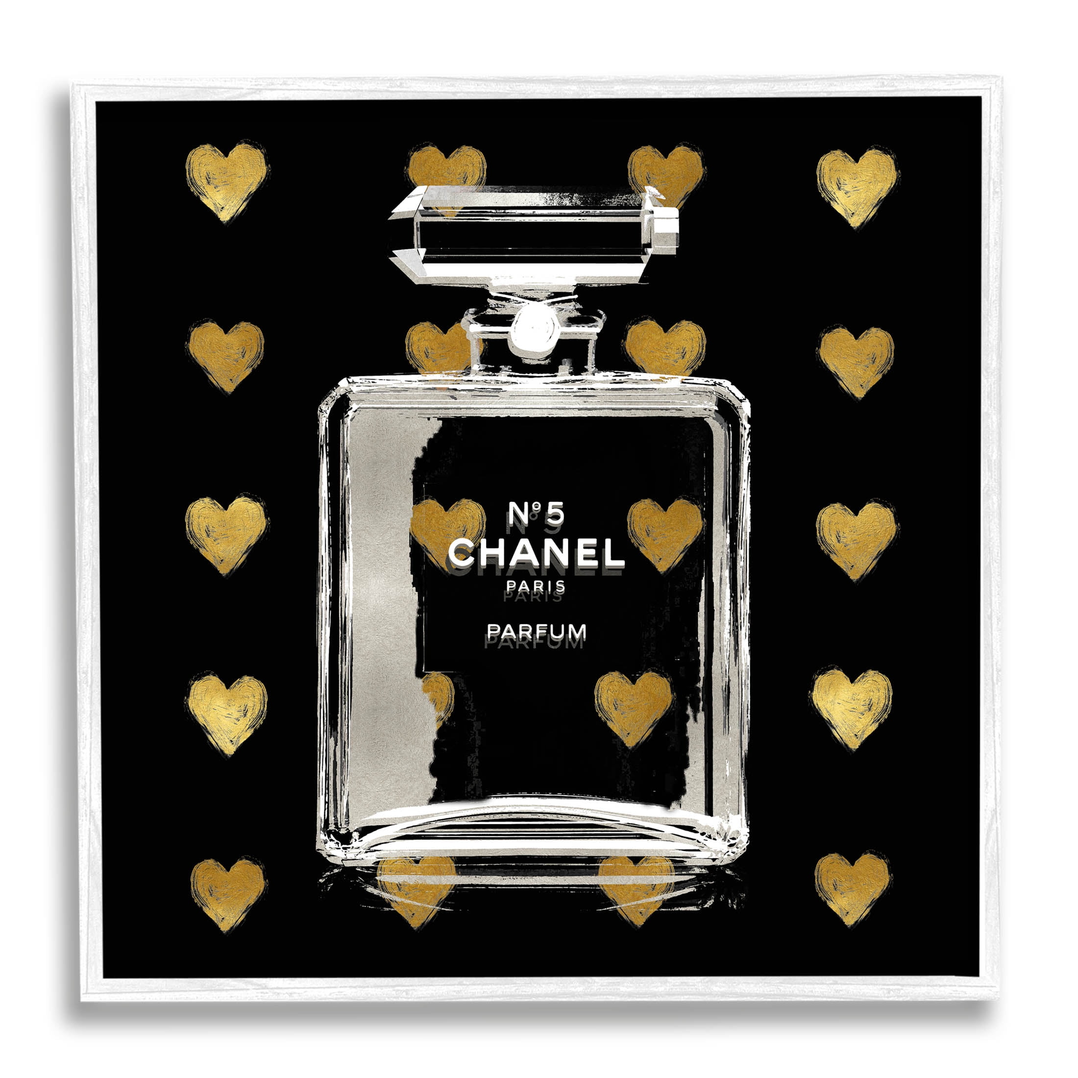 White Framed Abstract Perfume Hearts Canvas Print, 12" x 12"