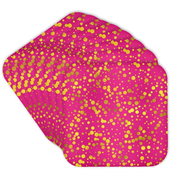 3drose, Glam Bright Pink Image of Gold Confetti Pattern, Set of 8 Coasters - Soft