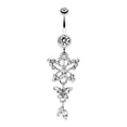 thumbnail image 1 of Glam Butterfly Fall Fancy Belly Navel Button Ring Clear 14G, 1 of 1