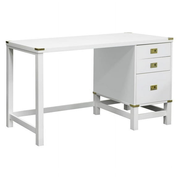 Glam Campaign Single-File Desk in Glossy White