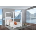 thumbnail image 1 of Glam Canopy Bed with Faux Leather Headboard & LED Lighting, 1 of 1