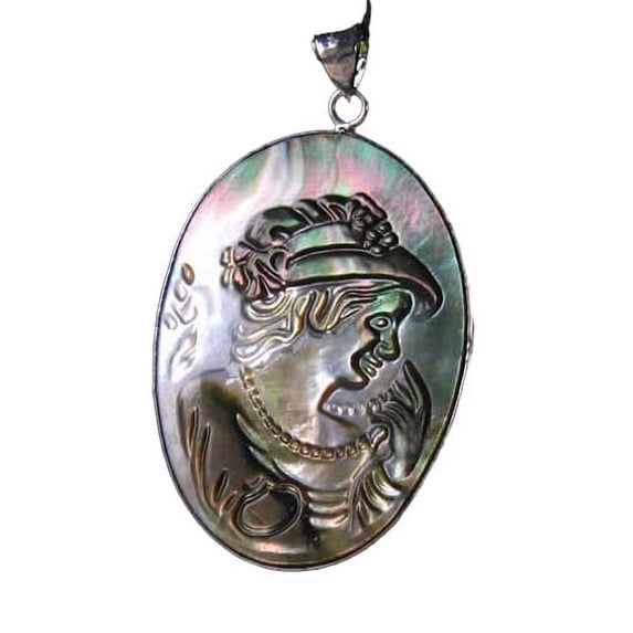 Glam Carved Tahitian Mop Shell Cameo Pendant | 1 3/4" Long |