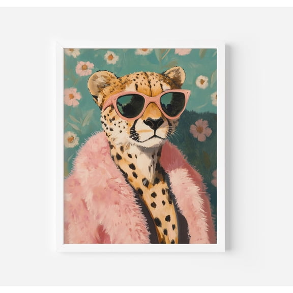 Glam Cheetah Art Poster Regal Animal Portrait, Unframed Canvas Size 8x12 F03.1.19l721