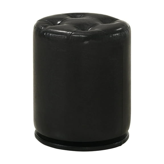 Glam Contemporary Swivel Vanity Stool | Button Tufted Upholstered Design | Stylish Comfort for Bathroom & Dressing Room | Black