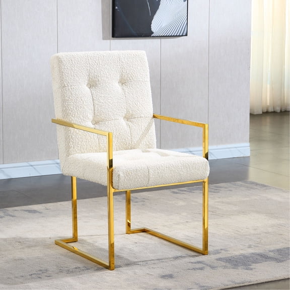 Glam Deco Style Linen Dining Chair with Tufted Design in Home Decor Adds Retro Flair
