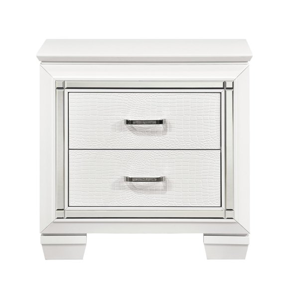 Glam Design with Faux Alligator / Bedroom Nightstand Use / No Assembly Needed
