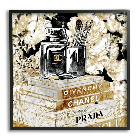 Glam Designer Accessories Women's Fashion Book Detail Beauty & Fashion Framed Art Print Wall Art, 17x17