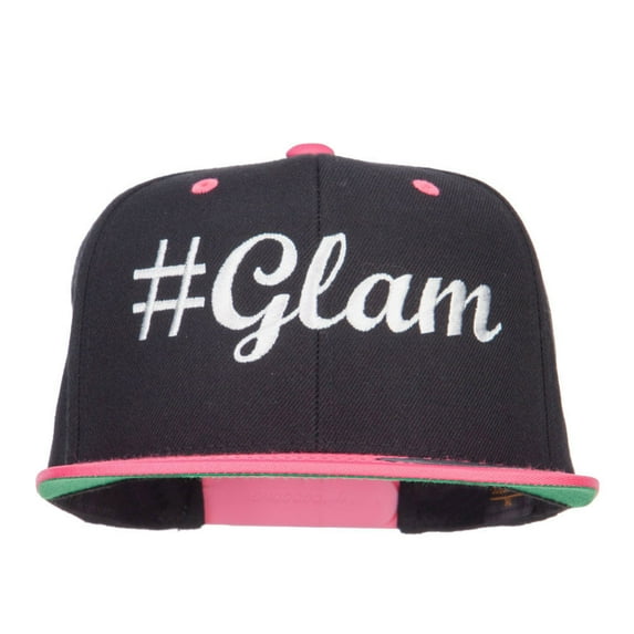 Glam Embroidered Two Tone Snapback - Black Pink OSFM
