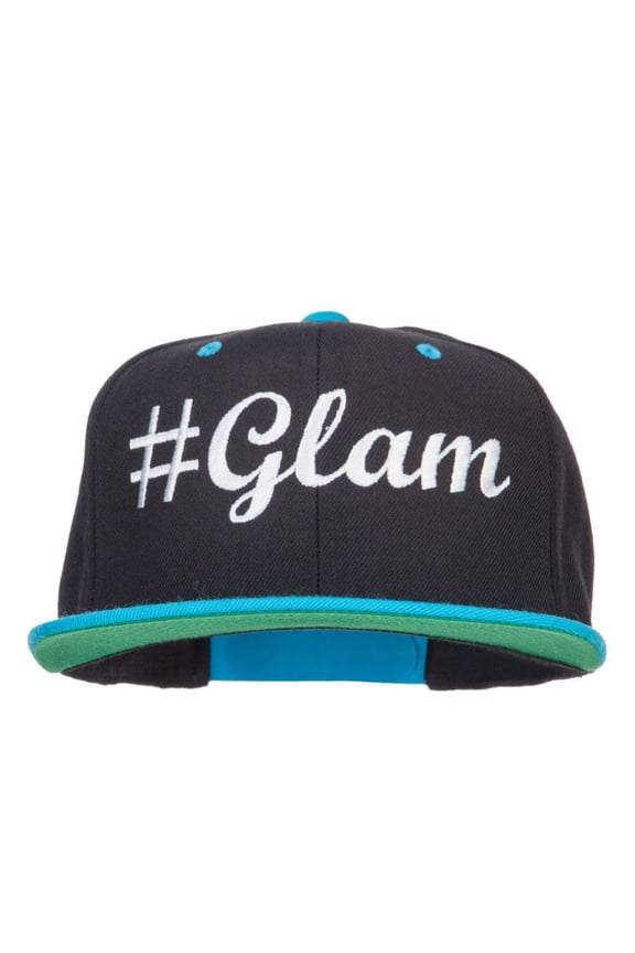 Glam Embroidered Two Tone Snapback - Black Teal OSFM