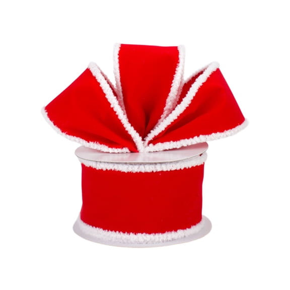 Glam Fabric Christmas Ribbon – 5m Wired Red Velvet Ribbon for Holiday Decorations, Tree Trimming, Gift Wrapping, and Crafting