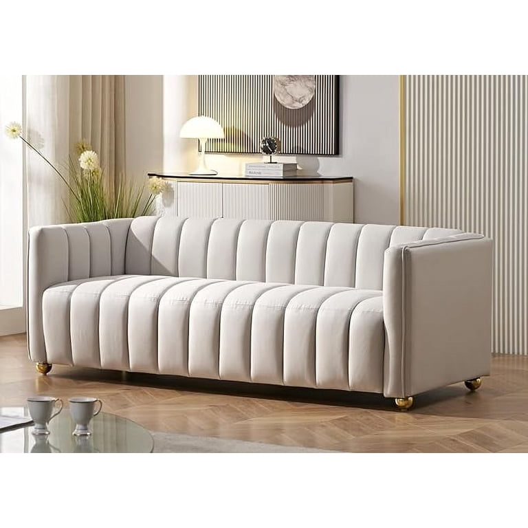 Glam Fabric Upholstered Solid Wood Frame 82.7 Glam Fabric Upholstered Solid Wood Frame 82.7