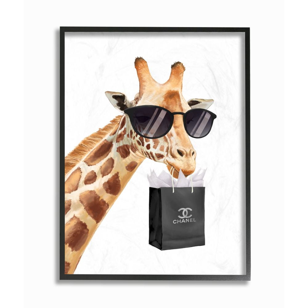 Glam Fashion Giraffe Animal Painting Framed Giclee Texturized Art by Ziwei Li