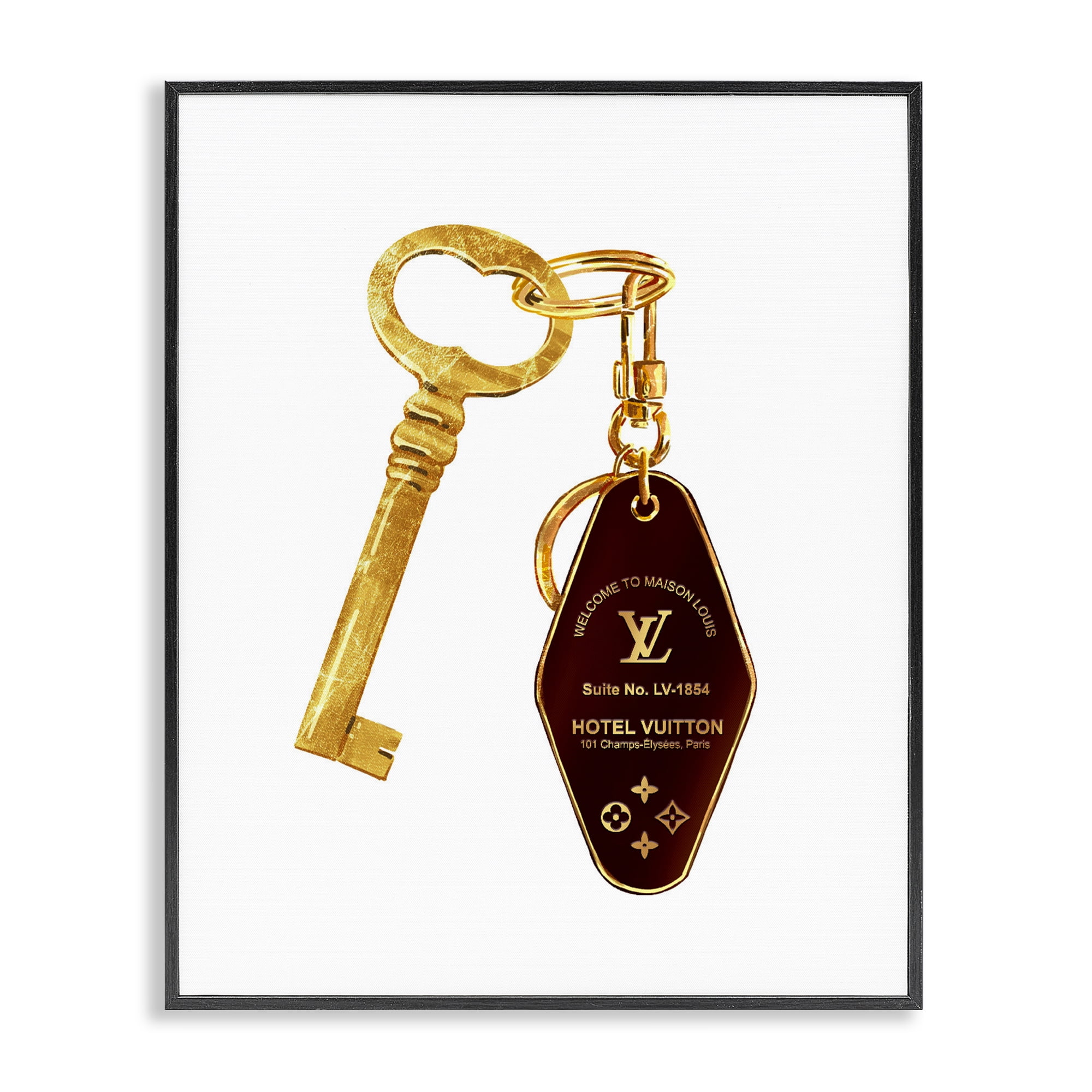 Glam Gold Key Fashion Black Framed Giclee Art, design by Ziwei Li