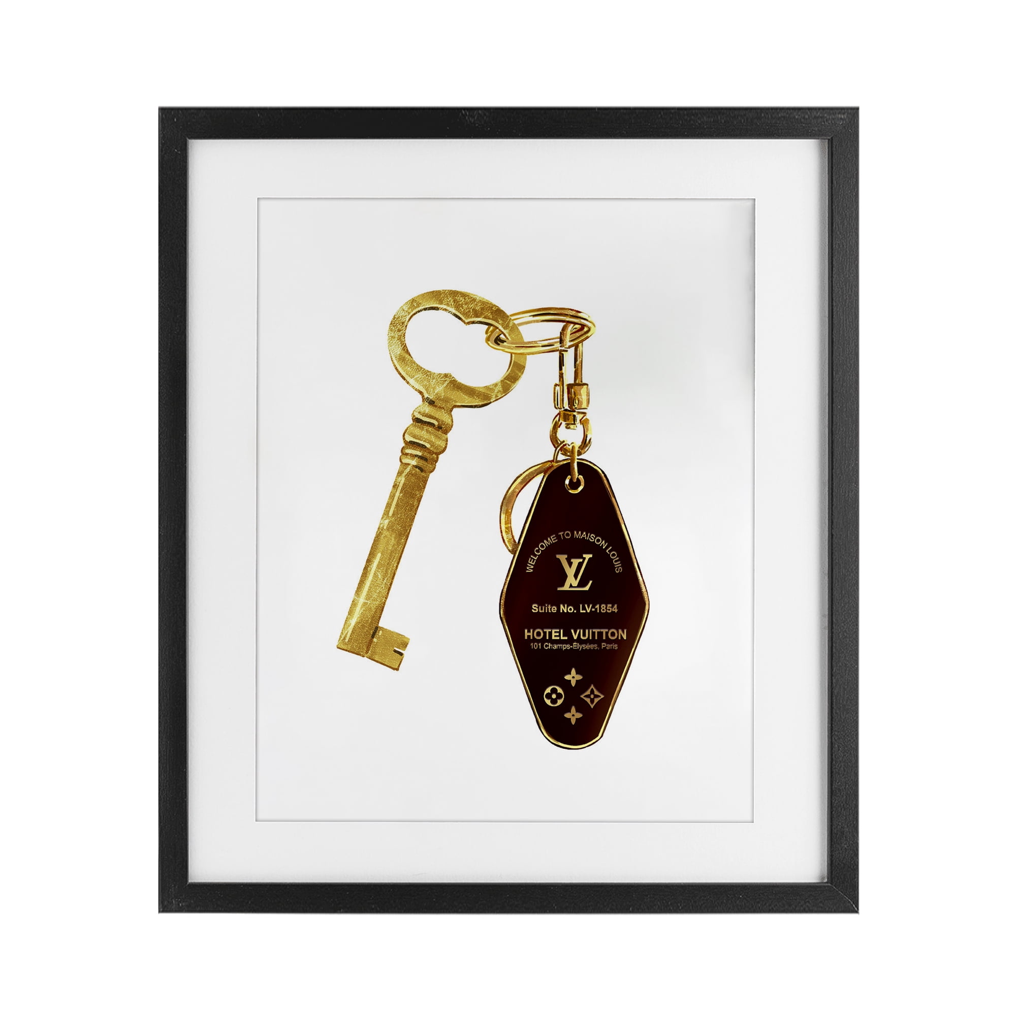 Glam Gold Key Fashion Black Framed Print Under Glass, design by Ziwei Li