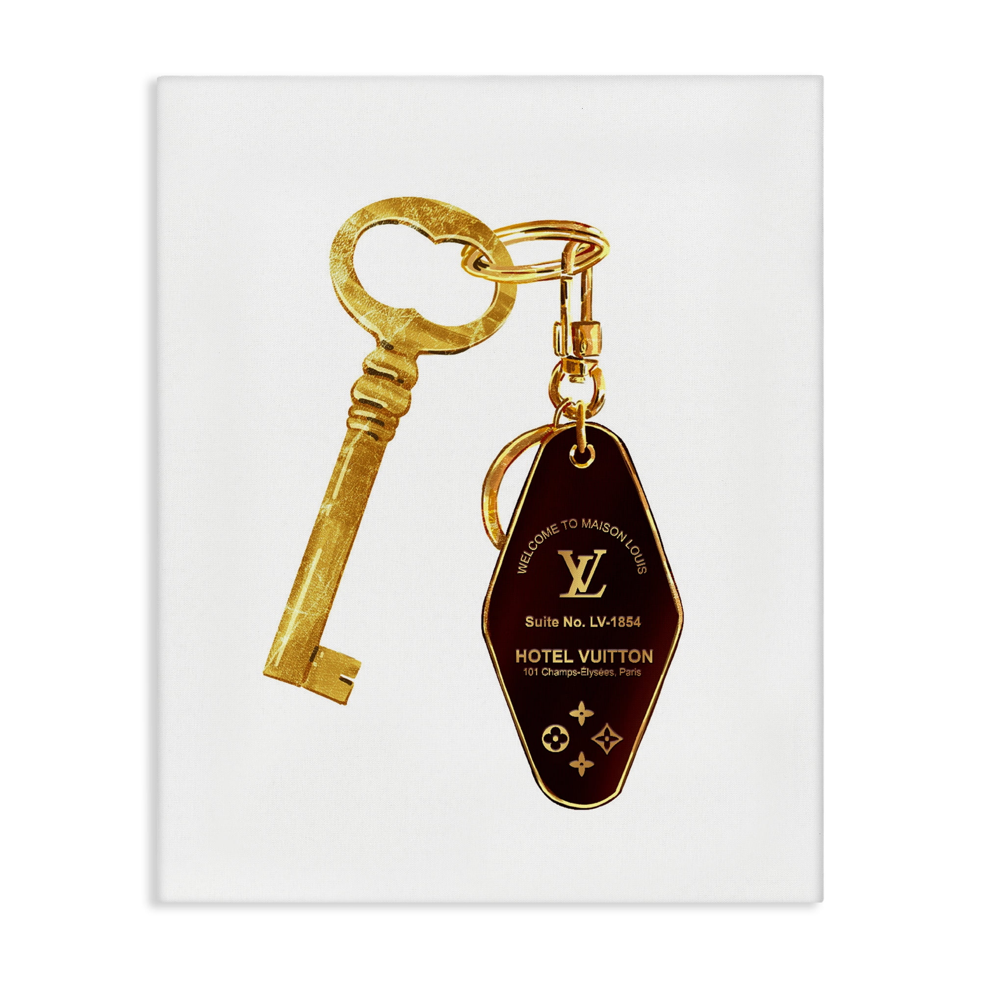 Glam Gold Key Fashion Canvas Wall Art, design by Ziwei Li
