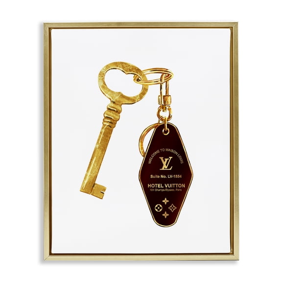 Glam Gold Key Fashion Gold Framed Floater Canvas Wall Art, design by Ziwei Li