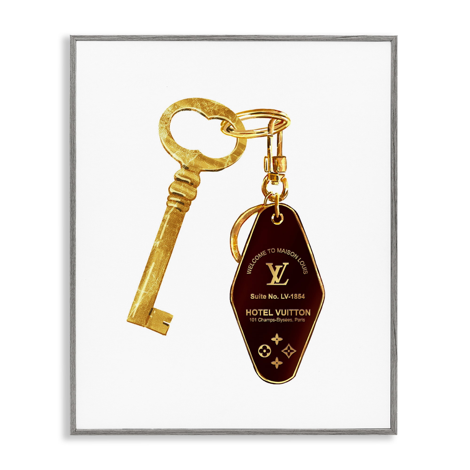 Glam Gold Key Fashion Gray Framed Giclee Art, design by Ziwei Li