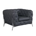 thumbnail image 1 of Glam Gray & Chrome Tufted Leather Armchair, 1 of 1