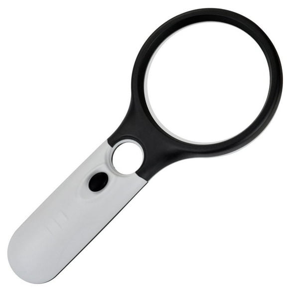 Glam Hobby 3 LED Light 3X 45X Handheld Magnifier Reading Magnifying Glass Lens Jewelry Loupe White and Black