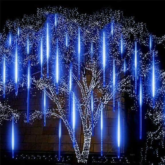 Glam Hobby LED Falling Rain Lights, LINKPAL Meteor Shower Lights, 10Pcs/Set 30cm Meteor Rain Tube Lights 360 LED Bright LED Waterproof Lights for Holiday Xmas Tree Party Decoration