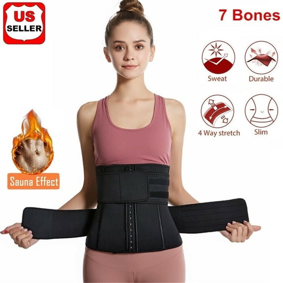 Glam Hobby Neoprene Sauna Waist Trainer Corset Sweat Belt for Women Weight Loss Compression Trimmer Workout Fitness