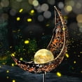 thumbnail image 1 of Glam Hobby Solar Stake Lights, Moon Crackle Glass Globe, Waterproof, Warm White LED, Lawn, Patio, 1 of 7