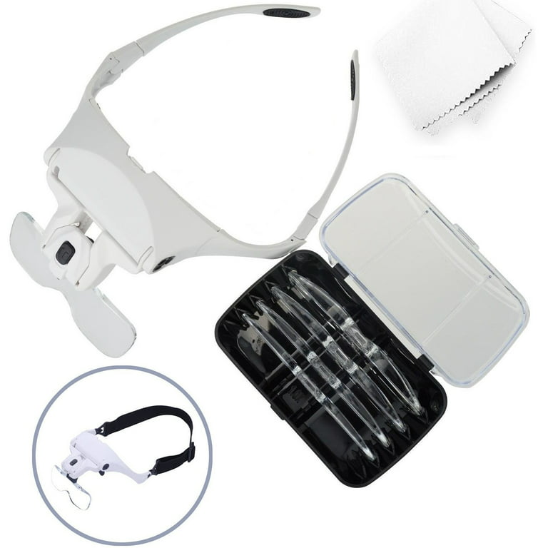 Magnifying Glasses with LED Light and Head Strap, has interchangeable lenses