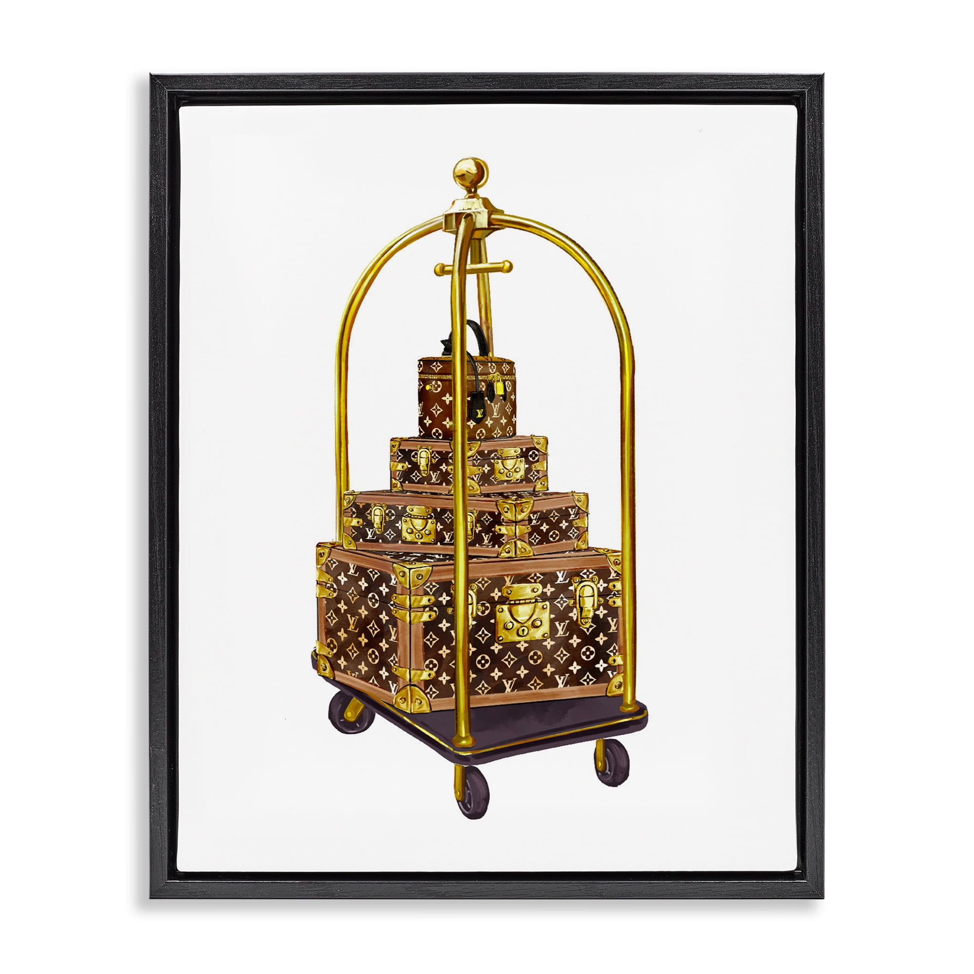 Glam Hotel Luggage Black Framed Floater Canvas Wall Art, design by Ziwei Li
