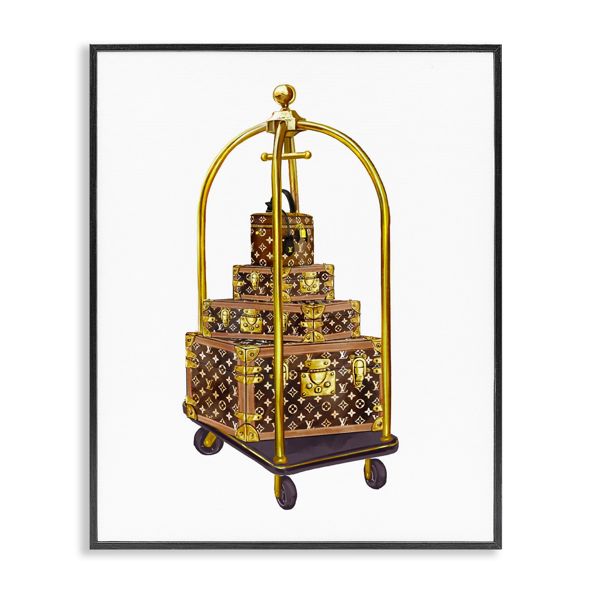 Glam Hotel Luggage Black Framed Giclee Art, design by Ziwei Li